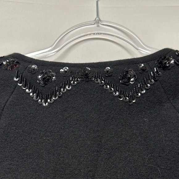 Elevenses Anthropologie Sequin Black Wool Crop Cardigan - Picture 4 of 6
